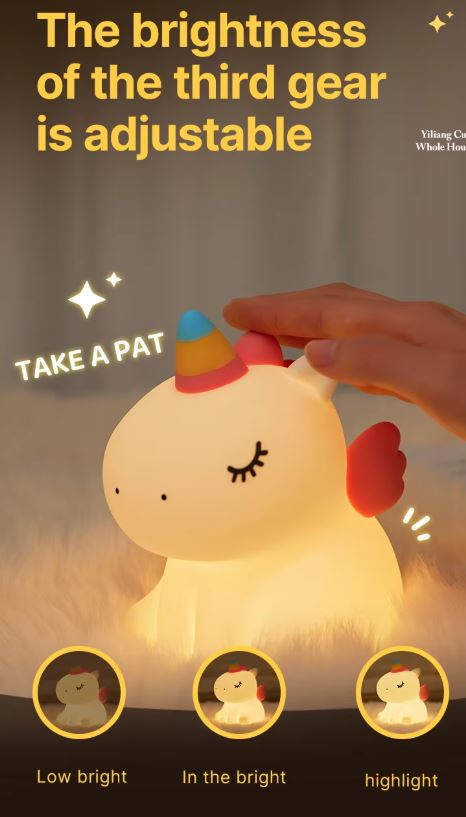 Unicorn Silicone LED Night Light | Touch Control | Cute Cartoon Lamp for Kids Bedroom Decor – Accessories Online in Pakist...