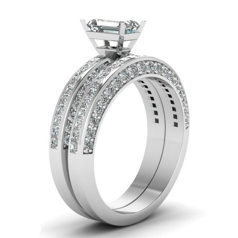 Trendy High Class 2 Pieces Gem CZ Ring For Women – Image 3 of 3