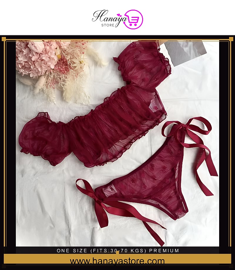 One Size (Fits:30-70 KGS) Premium Sleepwear Bridal Wear Bra set Lingerie Set Women Underwear Bikini Three-point Set (weight:30-70 KGS)