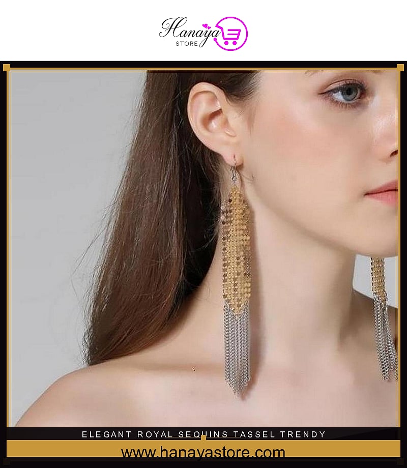 Elegant Royal Sequins Tassel Trendy Classy Elegant Earring – Earrings Online in Pakistan | Hanaya