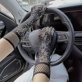 Fishnet Lace Hollow Elasticity Crystals Long Hand Lolita Gloves Sleeves Sleeve Fashionable Women Gloves Arm Cuff Party W