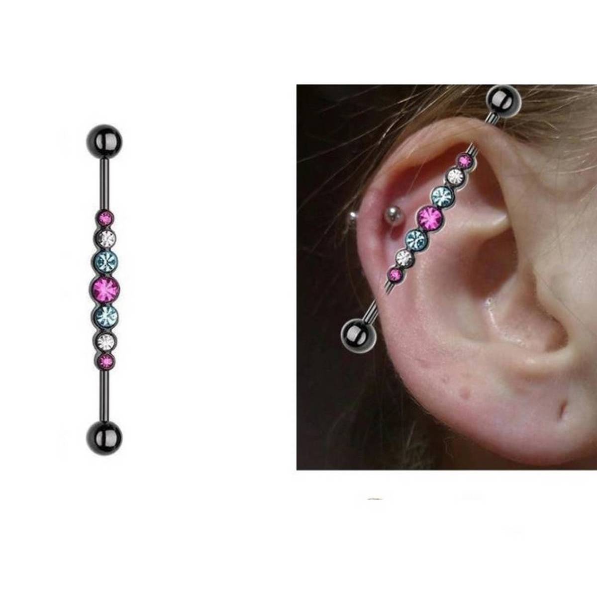 Trendy Industrial Cartilage Jewelry Steel 38mm Ear Plug 14G Piercing Earrings – Earrings Online in Pakistan | Hanaya