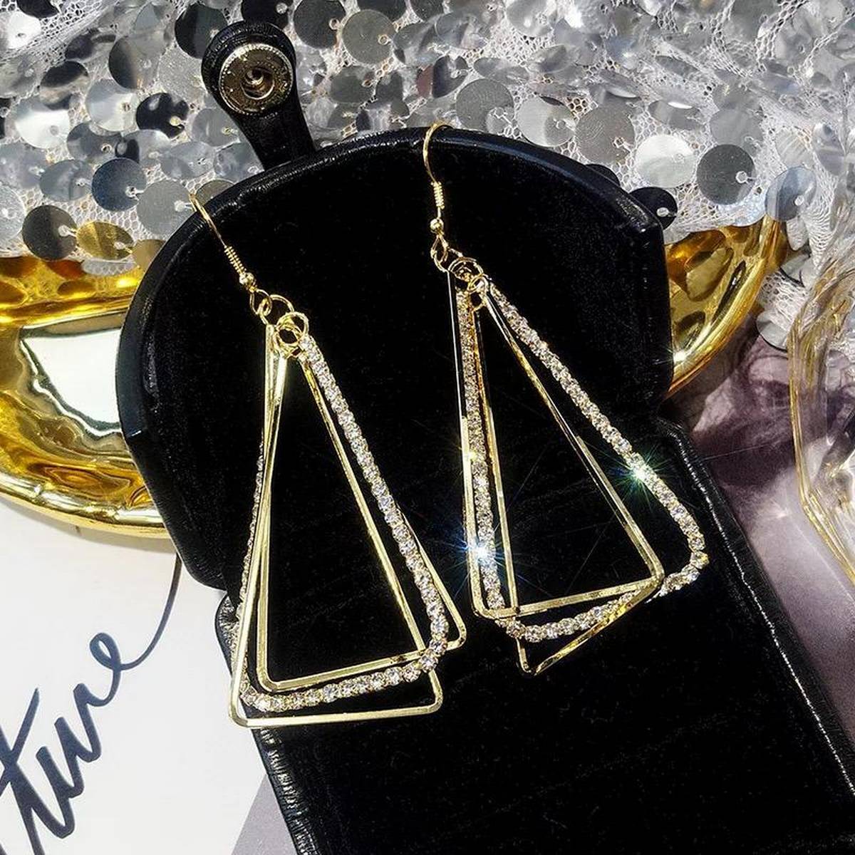 High Quality Classy Multi Tringular Multi Crystal Elegant Earring – Earrings Online in Pakistan | Hanaya