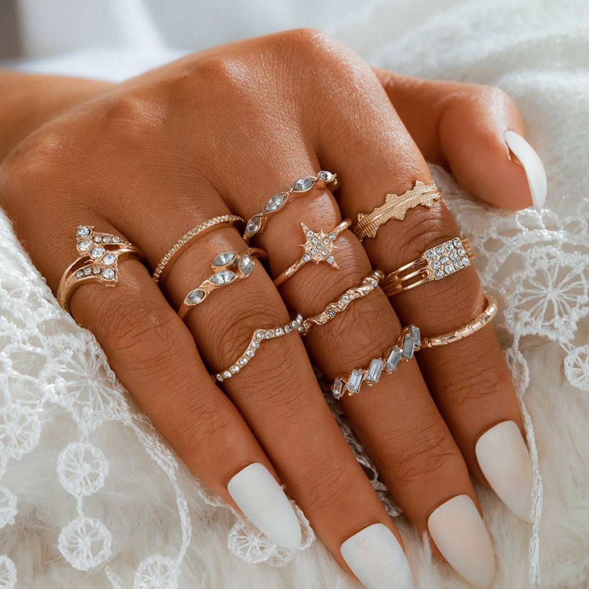 Fashion Trendy 11 Pieces Jewelry Classy Ring Set For Women – Accessories Online in Pakistan | Hanaya
