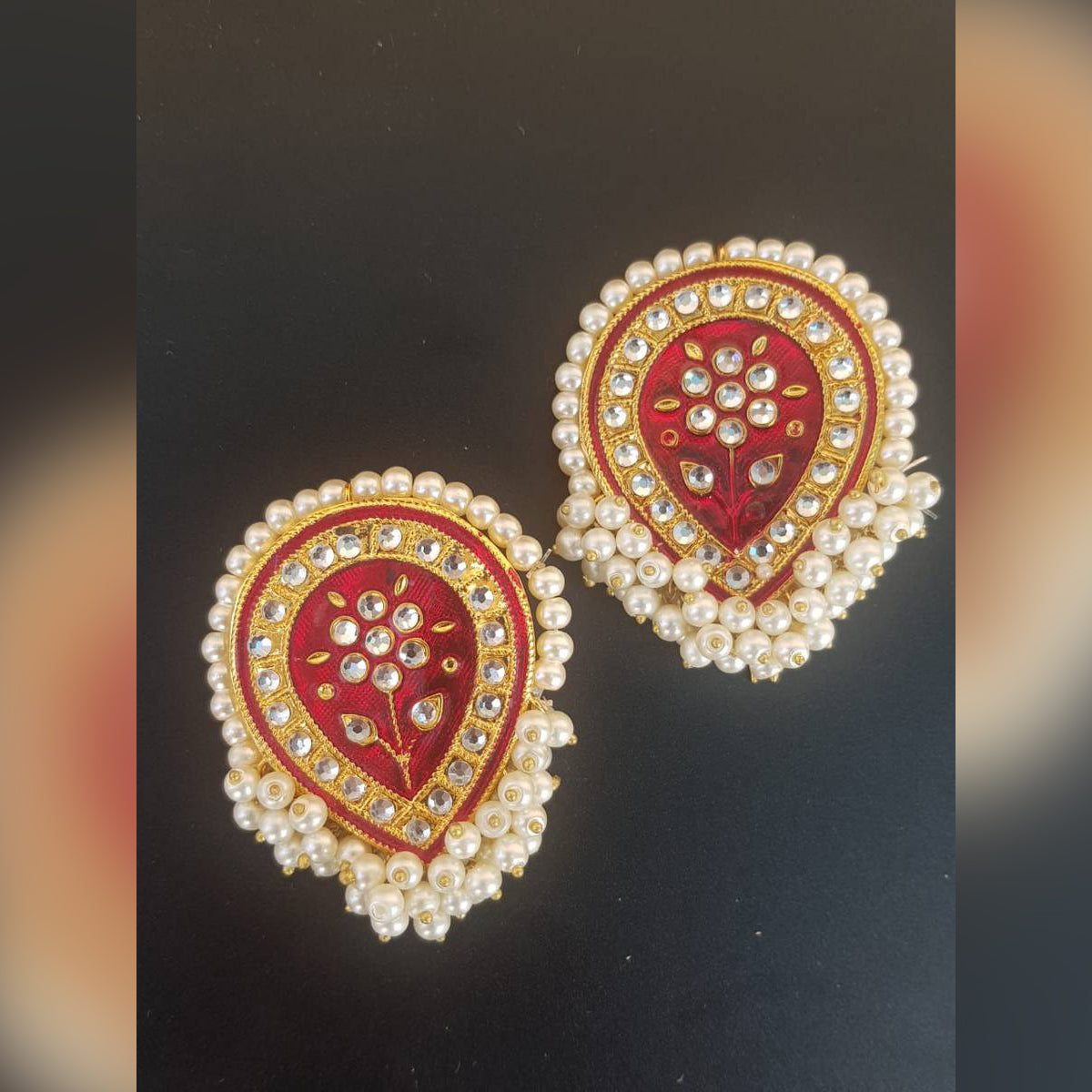 Big Antique Vintage Meenakari Handmade Elegant Earrings – Earrings Online in Pakistan | Hanaya