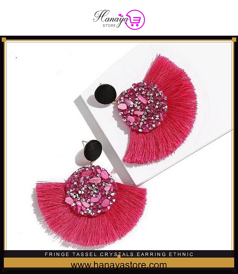 Fringe Tassel Crystals Earring Ethnic Geometric – Earrings Online in Pakistan | Hanaya