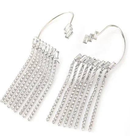 Korean Trendy Pair High Class Crystals CZ Elegant Ear Cuff Earring – Image 2 of 4