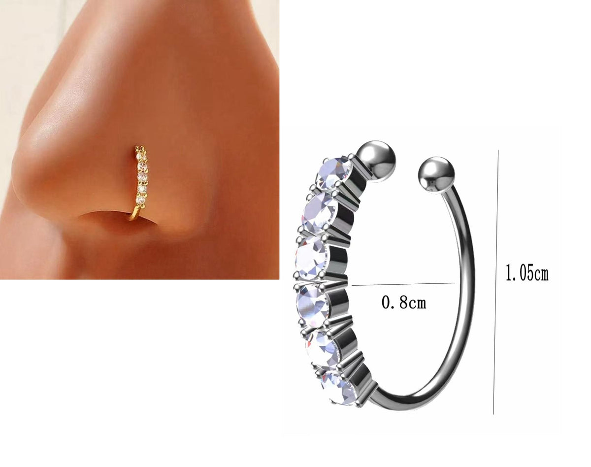 Non Piercing Clip On Thin Nose Pin Elegant Nostril Body Jewelry – Image 3 of 6
