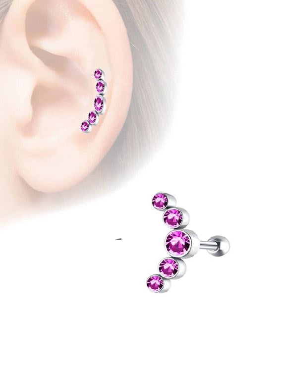 1 Piece Cartilage Helix Stud Crystal Tragus Ear Piercing Plug Earring – Image 2 of 6