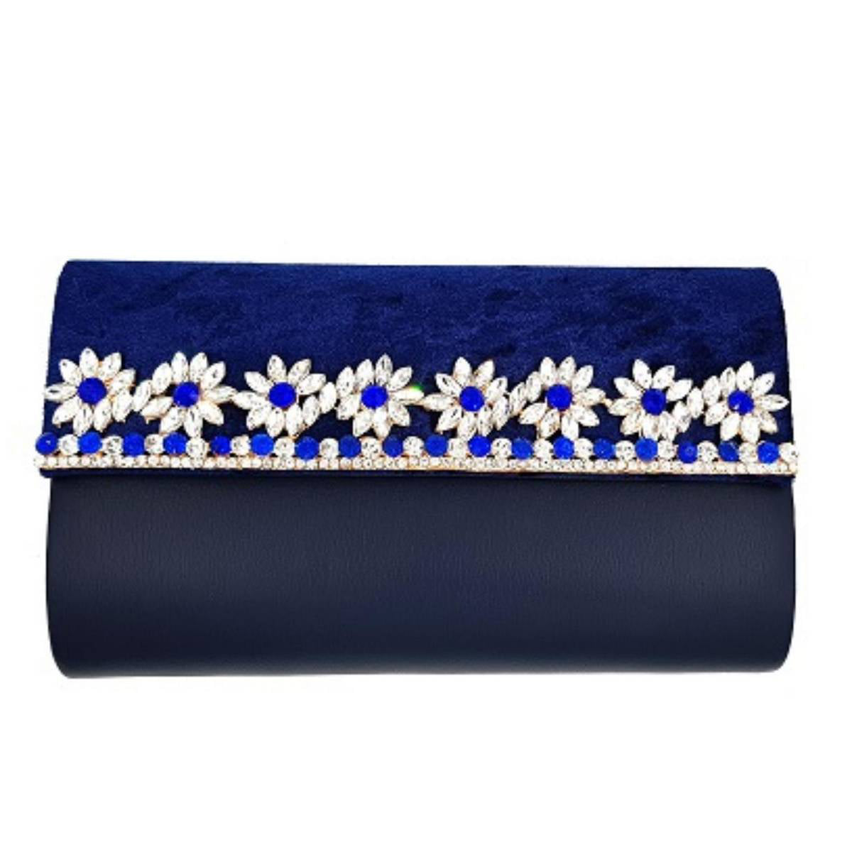 Velvet and Faux Leather Flower Rhinestones Women Handbag Purple Shoulder Bag Clutch Purse – Handbag Online in Pakistan | H...