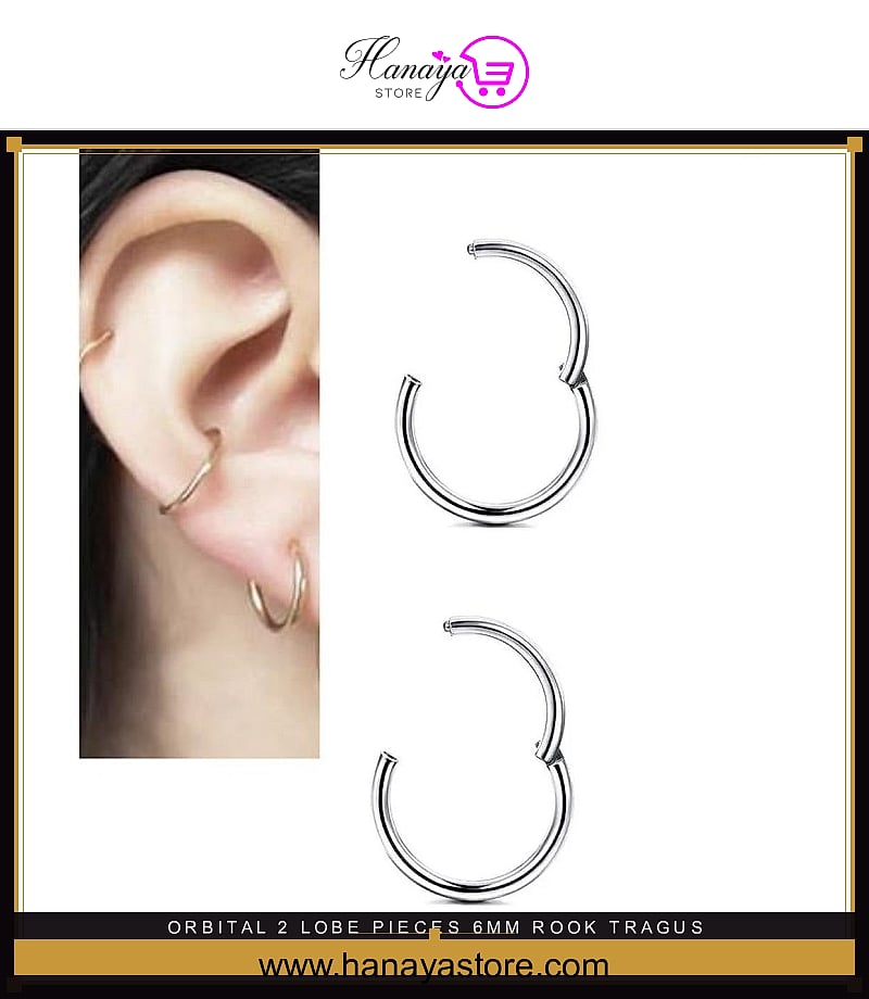 ORBITAL 2 LOBE Pieces 6MM ROOK TRAGUS Hinged HELIX Earring Clicker SNUG DAITH Piercing Cartilage Helix Earring – Earrings ...