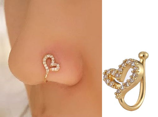 Elegant Fake Nose Ring Non Piercing Heart Shape Clip On Jewelry – Nose Jewelry Online in Pakistan | Hanaya