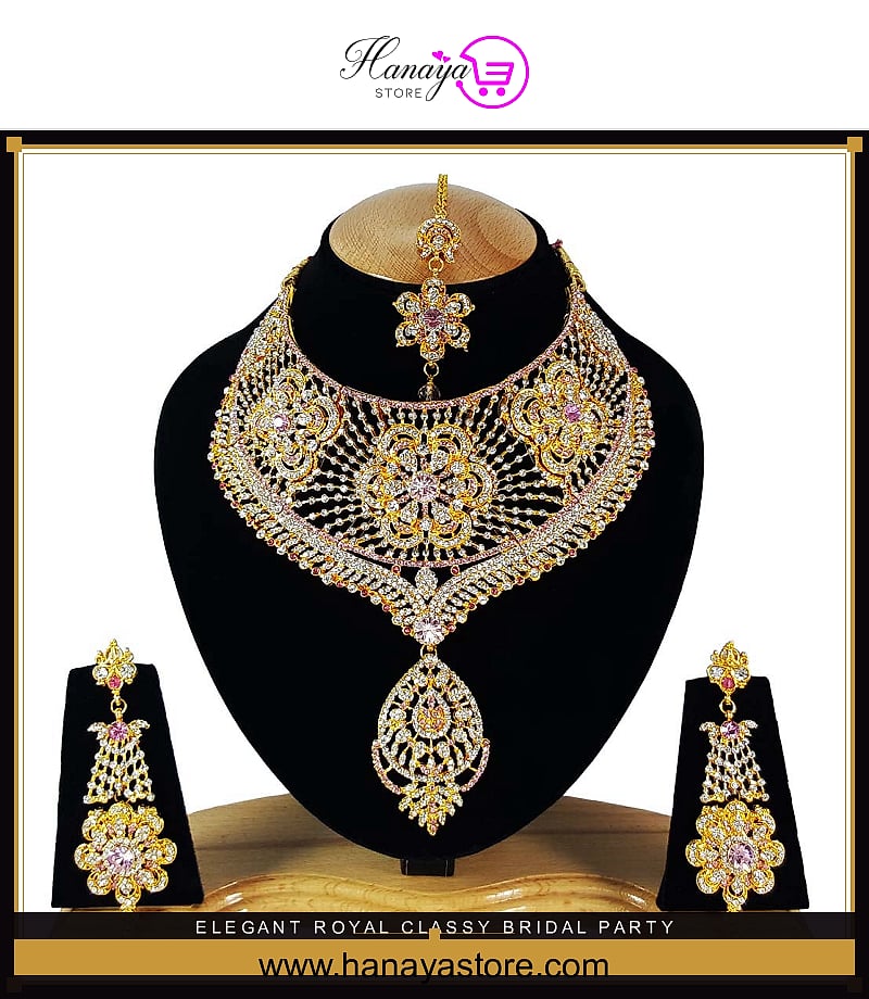 Elegant Royal Classy Bridal Party Wedding Engagement Jewelry Set For Women – Accessories Online in Pakistan | Hanaya