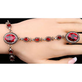 Trendy Royal Turkish Wedding Adjustable Bracelet Linked Classy Finger Ring