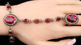 Trendy Royal Turkish Wedding Adjustable Bracelet Linked Classy Finger Ring – Image 2 of 3