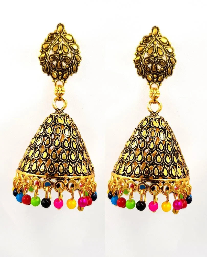 Trendy Antique Colorful Tassel Fully Pearl Earring – Earrings Online in Pakistan | Hanaya