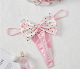 Adjustable High Premium One size Quality Panty G-STRING Panties Underwear Underpants Bridal Honeymoon Lingerie Pink Bow 