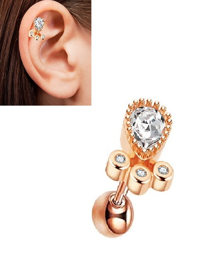 1 DAITH TRAGUS Piece Cartilage Helix ROOK HELIX SNUG 1.2MM Stud Crystal LOBE Tragus Piercing Steel Earring ORBITAL – Detai...