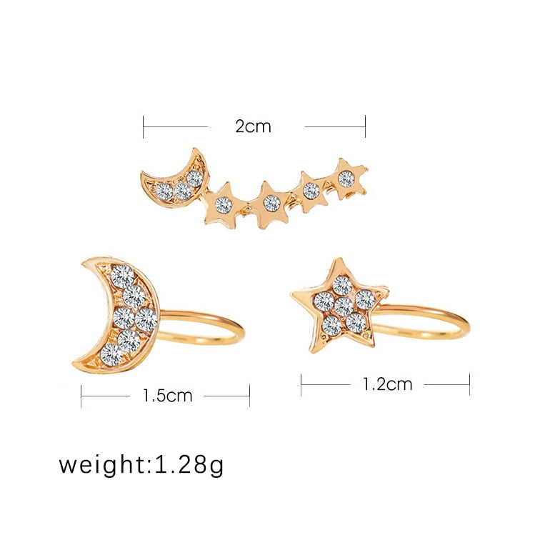 Trendy 4 Pieces Ear Cuff & 2 Pieces Earring Pack Pair For Both Ears – Image 4 of 4