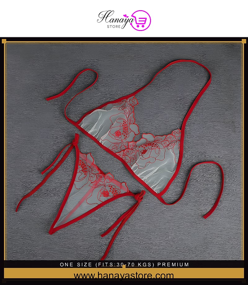 One Size (Fits:30-70 KGS) Premium Sleepwear Bridal Wear Bra set Lingerie Set Women Underwear Bikini Three-point Set (weight:30-70 KGS)