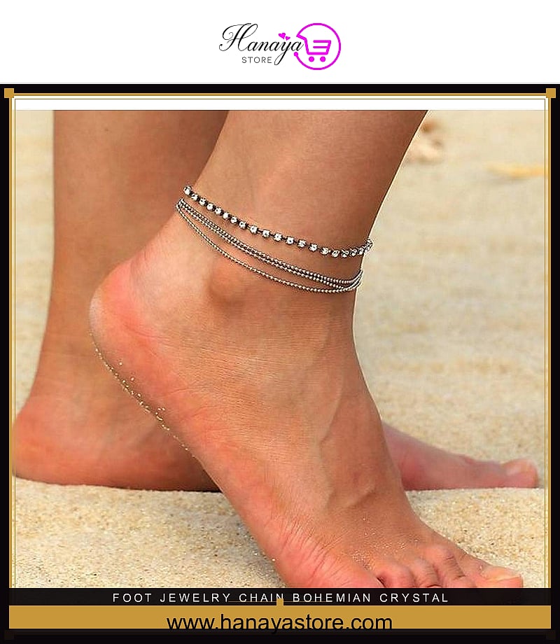 Foot Jewelry Chain Bohemian Crystal Multi Layer Anklets for Women Boho Ankle Lover – Accessories Online in Pakistan | Hanaya