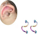 2 Pieces Spiral Cartilage Helix Stud Tragus Ear Piercing Earring For Girls – View 4 – Accessories | Hanaya Pakistan