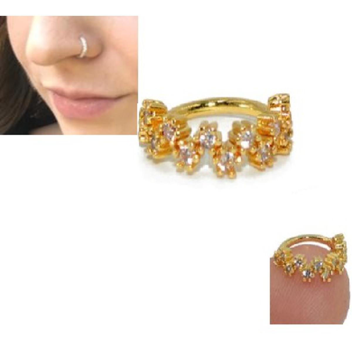1 PIECE Piercing 8mm Crystal CZ Paved Helix 0.8mm Nose Ring Body Jewelry – Nose Jewelry Online in Pakistan | Hanaya