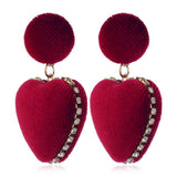 Heart Velvet Crystal Classy Trendy Earrings – Close Up – Earrings | Hanaya Pakistan