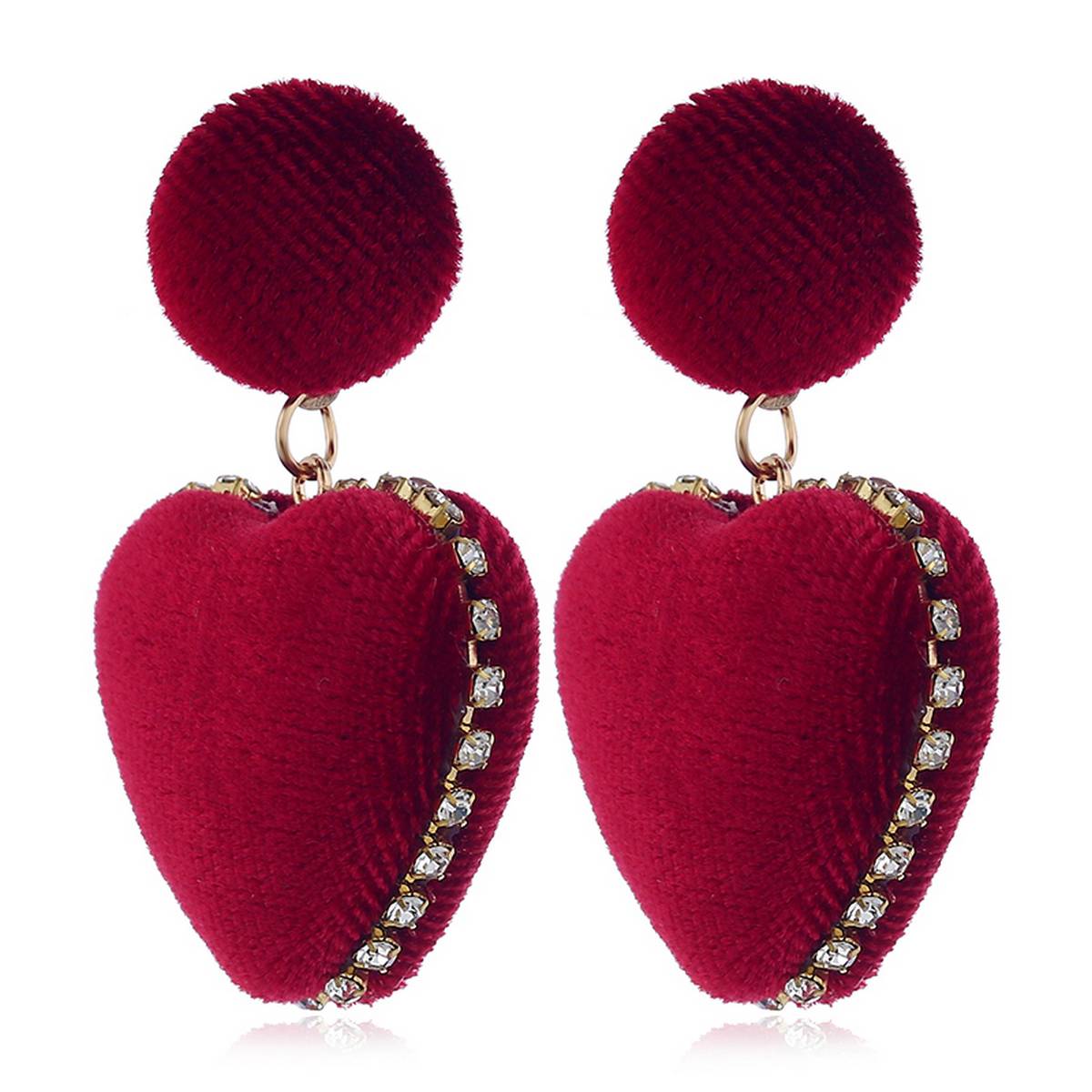 Heart Velvet Crystal Classy Trendy Earrings – Close Up – Earrings | Hanaya Pakistan