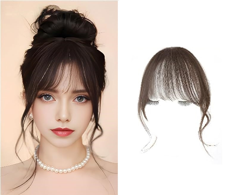 Hair Bangs Clip in Hair Extensions Clip On Bang Wispy Bangs Fringe with Temples Hairpieces For Women Hairbang – Image 2 of 2