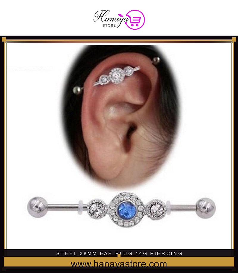 Steel 38mm Ear Plug 14G Piercing Industrial Cartilage Ear Jewelry Fashion Accessories – Earrings Online in Pakistan | Hanaya