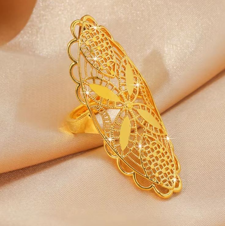 Copper Golden Plated Adjustable Ring – Wedding Fashion Jewelry Gift
