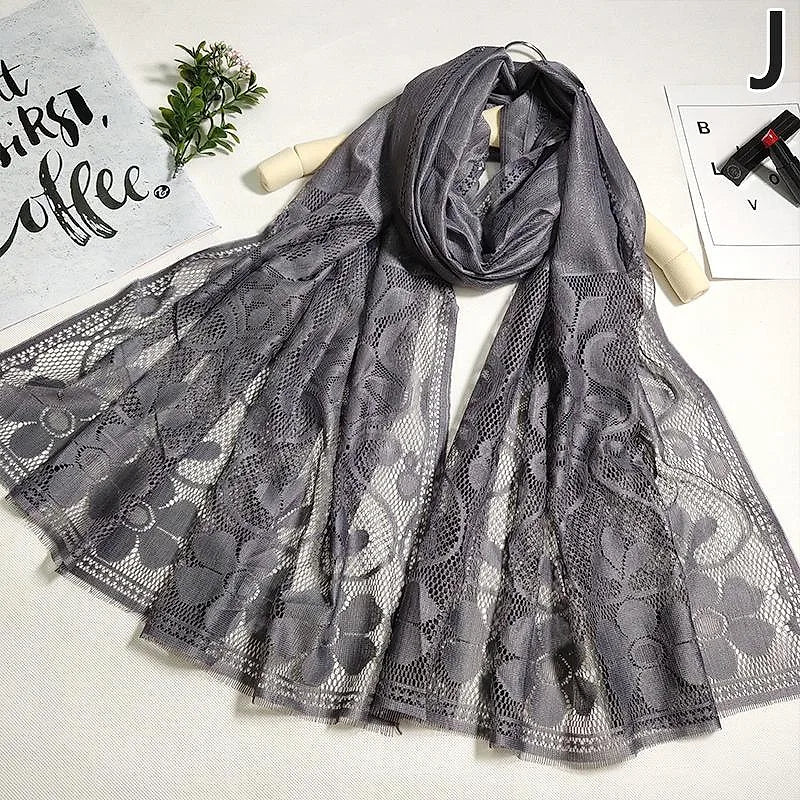 70 180cm Hollow Out Lace Shawl Fashion Hair Head Wrap Scarf Women Elegant Breathable Outdoor Lady Wedding