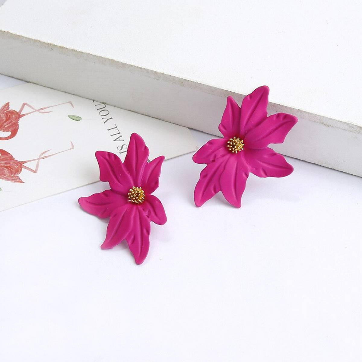 Classy Flower Shape 4.2cm Trendy Fashionable Earring – Image 5 of 6