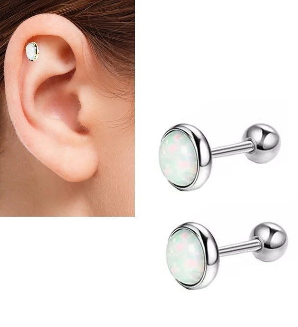Piercing 2 Pieces 5MM Crystal Cartilage Helix Stud Ear Piercing Plug Steel Earring – Image 2 of 2