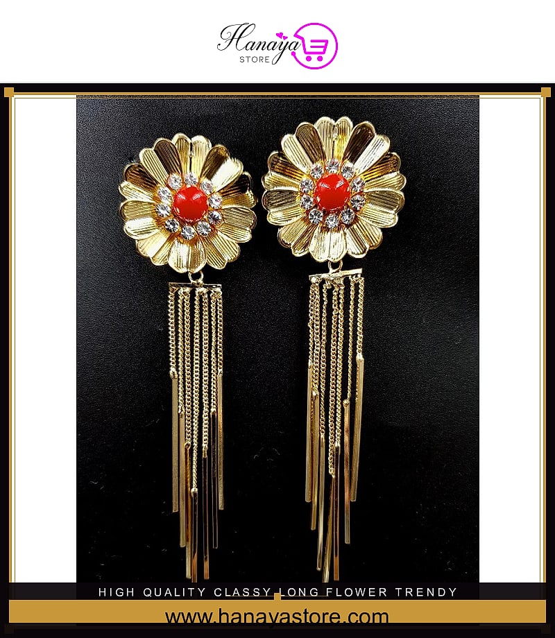 High Quality Classy Long Flower Trendy Earring – Accessories Online in Pakistan | Hanaya
