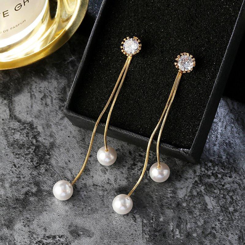 Trendy Double Tassel Pearl Earring – Earrings Online in Pakistan | Hanaya