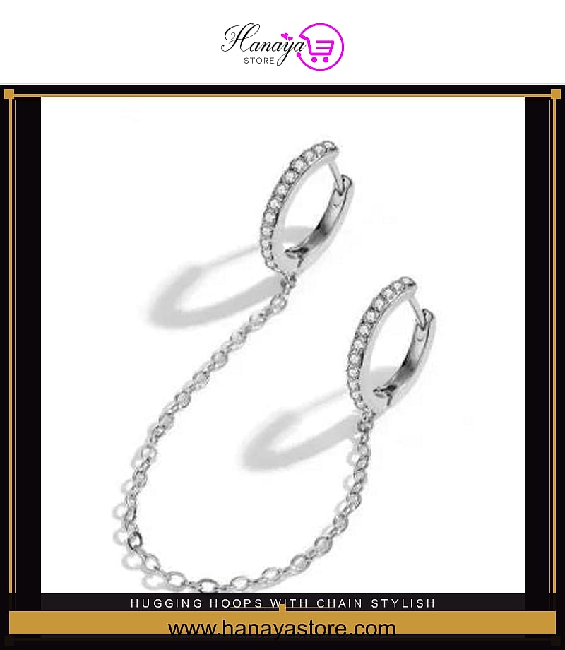 Hugging Hoops with Chain – Stylish Cartilage Earrings for Women & Girls – Earrings Online in Pakistan | Hanaya