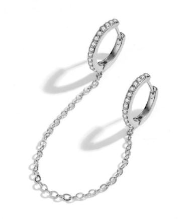 Hugging Hoops with Chain – Stylish Cartilage Earrings for Women & Girls – Earrings Online in Pakistan | Hanaya