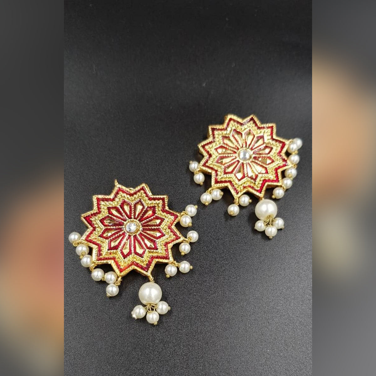 Trendy Geometric Traditional Classy Irregular Shape Elegant Royal Earrings – Close Up – Earrings | Hanaya Pakistan