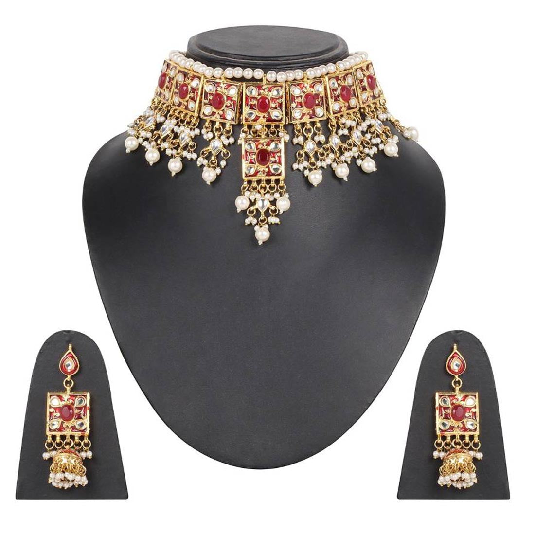 Original Kundan Handmade Bridal Party Wedding Engagement Jewelry Set For Women – Image 2 of 2