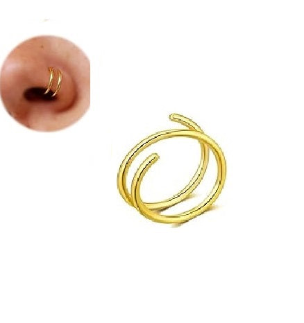 Piercing 1 PIECE 8mm Two ROW Double Ring nose Bali Piercing Nathli Long Helix Nose Ring Body Jewelry – Accessories Online ...