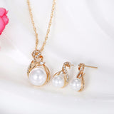 Trendy Classy Pearl Crystal Crystal Earring & Necklace Jewelry Set – Image 3 of 4