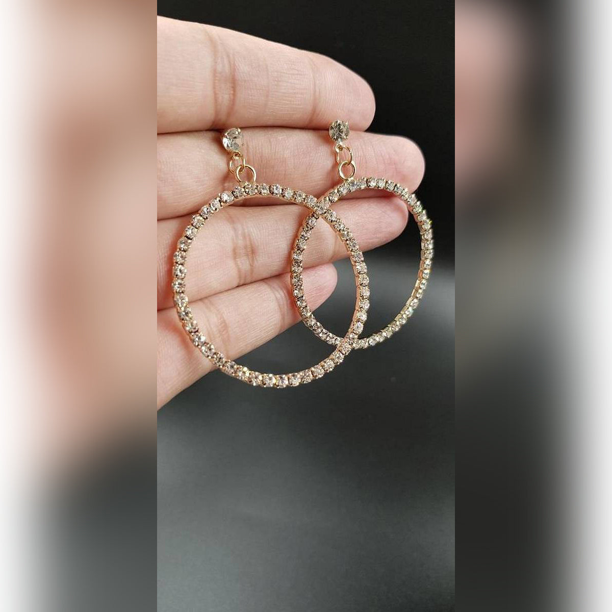 Trendy Big Circle Earring Crystal Shinny Zircon Geometric Jewelry -FREE Gift Box – Earrings Online in Pakistan | Hanaya