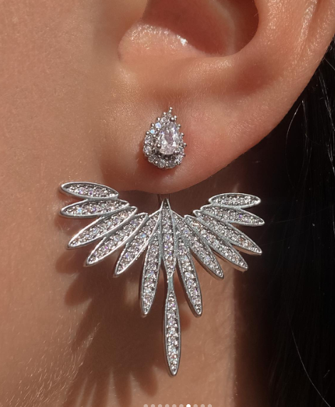 Front Back Earrings Stylish Hanging Drop & Huggie Designs Crystal Earring – Accessories Online in Pakistan | Hanaya