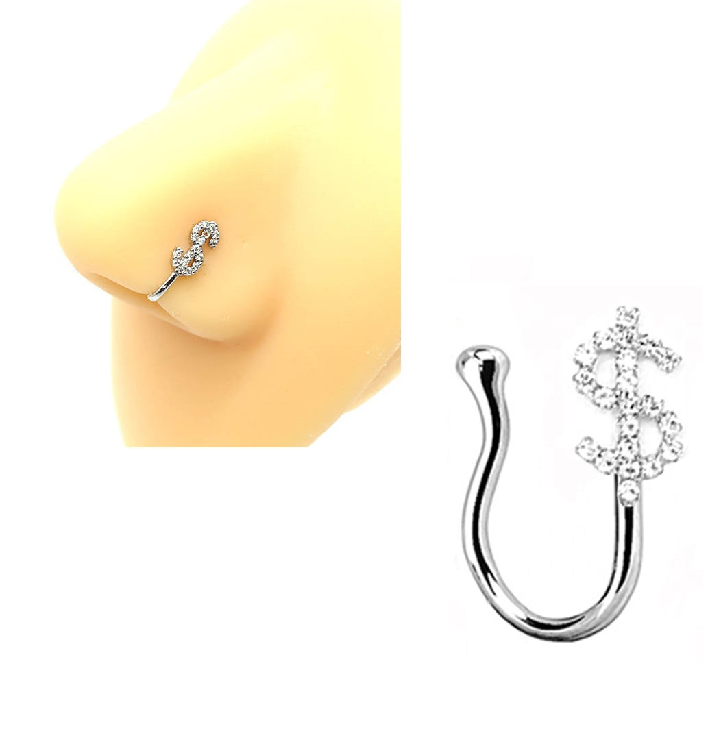 Non Piercing Clip On Fake Nose Ring Thin Simple Elegant Nostril Body Jewelry – Close Up – Nose Jewelry | Hanaya Pakistan