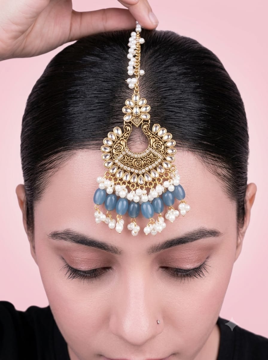 Multi Layered Head Chain Jhoomar Headpiece for Women - Matha Patti, Passa, Sheesh Phool, Mang Tikka, Bridal Head Jewelle