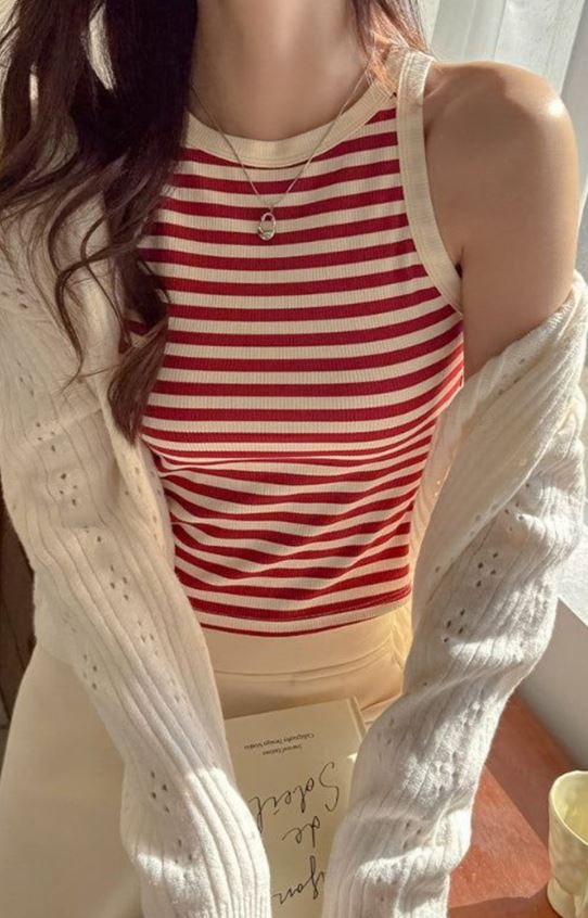 One Size Premium Quality Women Fishnet Bodycon Crop Top Ribbed Stretch Sleeveless One Size Fits All Trendy Slim Fit Party ...