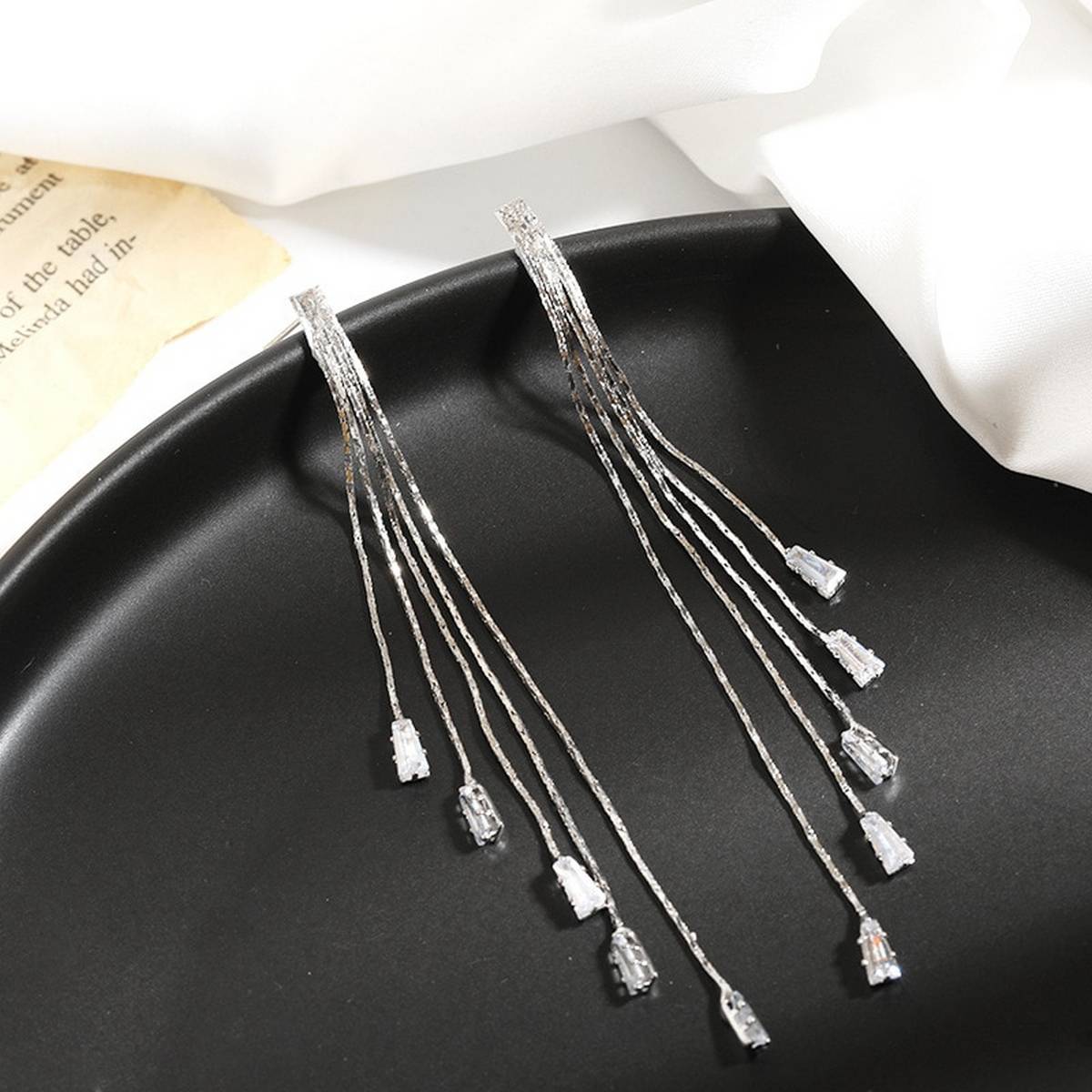 High Quality Tassel Zircon Shinny Classy Trendy Earring – Earrings Online in Pakistan | Hanaya