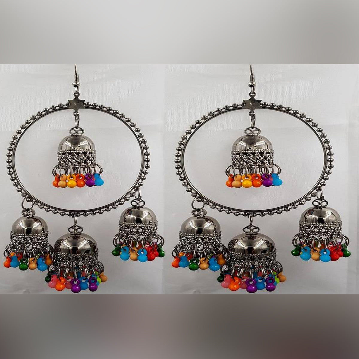Trendy Classy Antique Vintage Handmade Circle Multicolor Tone meenakari Elegant Earring – Close Up – Accessories | Hanaya ...
